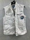 Men s Born Fly Distressed White Denim Vest Medium Embroidered Y2k Streetwear
