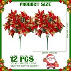 Hotop 12 Bundles Christmas Glitter Poinsettia Artificial Bushes 12 6 Inch