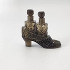 Rare Vintage Miniature Cut Crystal Glass Shoe Perfume Bottles Japan