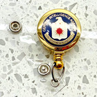 Cia Id Holder Gold Enameled Logo Id Holder  Retractable Reel