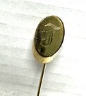 Initial T Gold Tone Stick Pin 2    Some Scratches Vintage