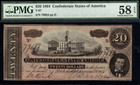 1864  20 Confederate States Of America T 67 Pmg 58epq