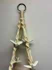 Vintage White Macram   Plant Hanger W 4 White  Ceramic Birds 27 Inches