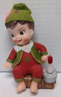 Vtg Christmas Elf Log Gnome Pixie Hand Painted Japan Hong Kong 