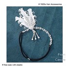  Vintage White Feather Headband Pearl 1920s Headpieces Crystal 20s Hair 