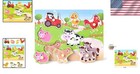 7-piece Farm Animal Wooden Peg Puzzle For Educational Play - Safe   Bright