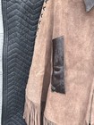 Vintage Leather Suede Poncho Full Zip Cape Fringe Made Mexico Fernandez Tijuana