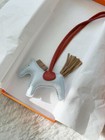 Hermes Rodeo Bag Charm Pm Milo Lambskin Grigri Horse Bleu Brume Chai Corna