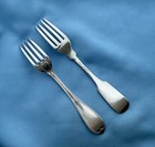 2 Heavy Coin Silver Dinner Forks s Hoyt  wm Gale 8 In Mono 126 9 Gr