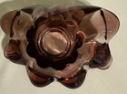 Hand Blown Glass Purple amethyst Scalloped Clam Shell Dish Bowl