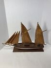 Vintage Wooden Fishing Schooner Model-handmade-wood Sails-20   x15   x3 5   