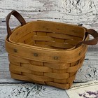 Longaberger Sweet Basil Basket  10146 Handwoven Small Basket Brown Handles 1992