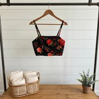 Women s Black Red Floral Two-piece Set Cropped Cami Top   Maxi Skirt