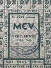          Wwii French Ration Coupon Sheet     Denr  es Diverses Mcv Avril 1946
