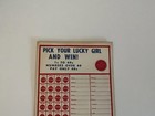 Pick Your Lucky Girl Punch Card Contest Promo 1950s Vintage 6x5  Unpunched