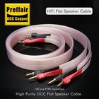 Pair Occ Silver Plated Audio Speaker Cable Ptee Ribbon Flat Interconnect Wire