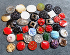 40 Vintage Antique Glass Buttons Various Colors Shapes Sizes