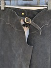 Vtg Women s Barnstable Black Suede Leather Chaps Western Fringe Usa Size Medium 