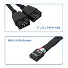 1 Pack Motherboard 9 Pin Usb 2 0 To Dual 9 Extension Splitter  Black