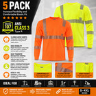 5 Pack Hi Vis Long Sleeve Safety Work Shirts Ansi Class 3 Jorestech
