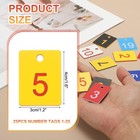25pcs Rectangle Number Tags 1-25  3x4cm Plastic Number Key With Hole  Yellow Red