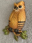 Vintage Large Homco 7403 Horned Owl Wall Hanging Art 1975 Home Kitchen Decor Usa