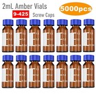 5000 Pack 2ml Autosampler Vials  screw Caps Amber Glass Bottle 9-425 For Agilent