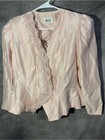 Vintage Leslie Fay Pink Jacquard Jacket With Lace Trim - Size 12  approx 