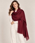 Authentic Kashmiri Fine Wool Shawl     Burgundy Lightweight Luxury Scarf Wrap