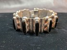 Taxco Or Mex  City Sterling Bracelet Onyx Cabachons Early Piece Mexico 53gr