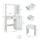 White Makeup Dressing Vanity Table Set With Large Led Light Hollywood Mirror Us