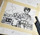 Hand Drawn  not A Print  Dragon Ball Vegeta Trunks Framed Pen   Ink Art Drawing