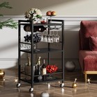 Tutotak Bar Cart Home Bar Serving Cart 3-tier Shelf Drink Cart Wine Rack Glass