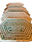 6 Vintage 1970 s Hand Crocheted Placemats Green White Daisies Loop Fringe