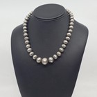 Vintage Mid Century Navajo Sterling Silver Navajo Pearl Beaded Necklace 18 