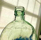Antique 1880 Coffin Pint Whiskey Flask Aqua Green Drippy Applied Lip Hand Blown