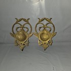 Vintage Brass Wall Sconce Candle Holders Ornate Baroque Set Of 2