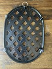 Vintage Basket Weave Cast Iron Footed Trivet Enameled Stand Black 9 1 2 Inch