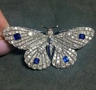 14k White Gold Plated 2 40ct Round Cut Lab Created Sapphire Butterfly Brooch Pin