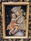 Santa Rosa Painting With Milagros Covered Frame Handmade Mexican   Peru Folk Art