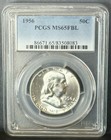 1956    Franklin Half Dollar    50c Silver    Pcgs Ms65fbl    Flashy   