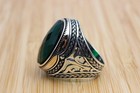 Men   s 925 Sterling Silver Ring With Green Gemstone Vintage Antique Design Jewelr