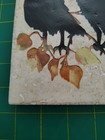 Brecht Studio Sand Carved Tile Raven Crow Autumn Fall Trivet Cork Hanger 5 3 4 
