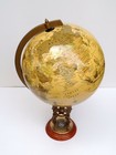 Political Geographic 18  World Globe Map Yellow Sea On Wooden Lion Compass Base
