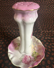 Antique 1900 s Nippon Hand Painted Hat Pin ring Holder Delicate Pink Rose Design