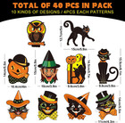 40pcs Vintage Halloween Decorations - Assorted Retro Pumpkin  Cat  Owl Cutouts