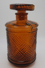 Mcm Amber Glass Weave Pattern Decanter Apothecary Jar Bottle Vintage Hong Kong