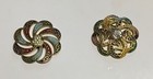 Antique Buttons French 2 Fancy Champleve Enamel W Shanks  Pinwheel  Swirls