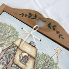 Vtg 90s Wooden Perpetual Wall Calendar Write On Interchangeable Plaques Painted