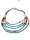 Multi Strand Tuquoise And Silver Native American Southwestern Necklace